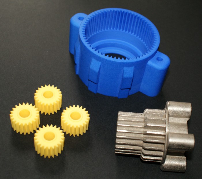 The gearbox components printed out