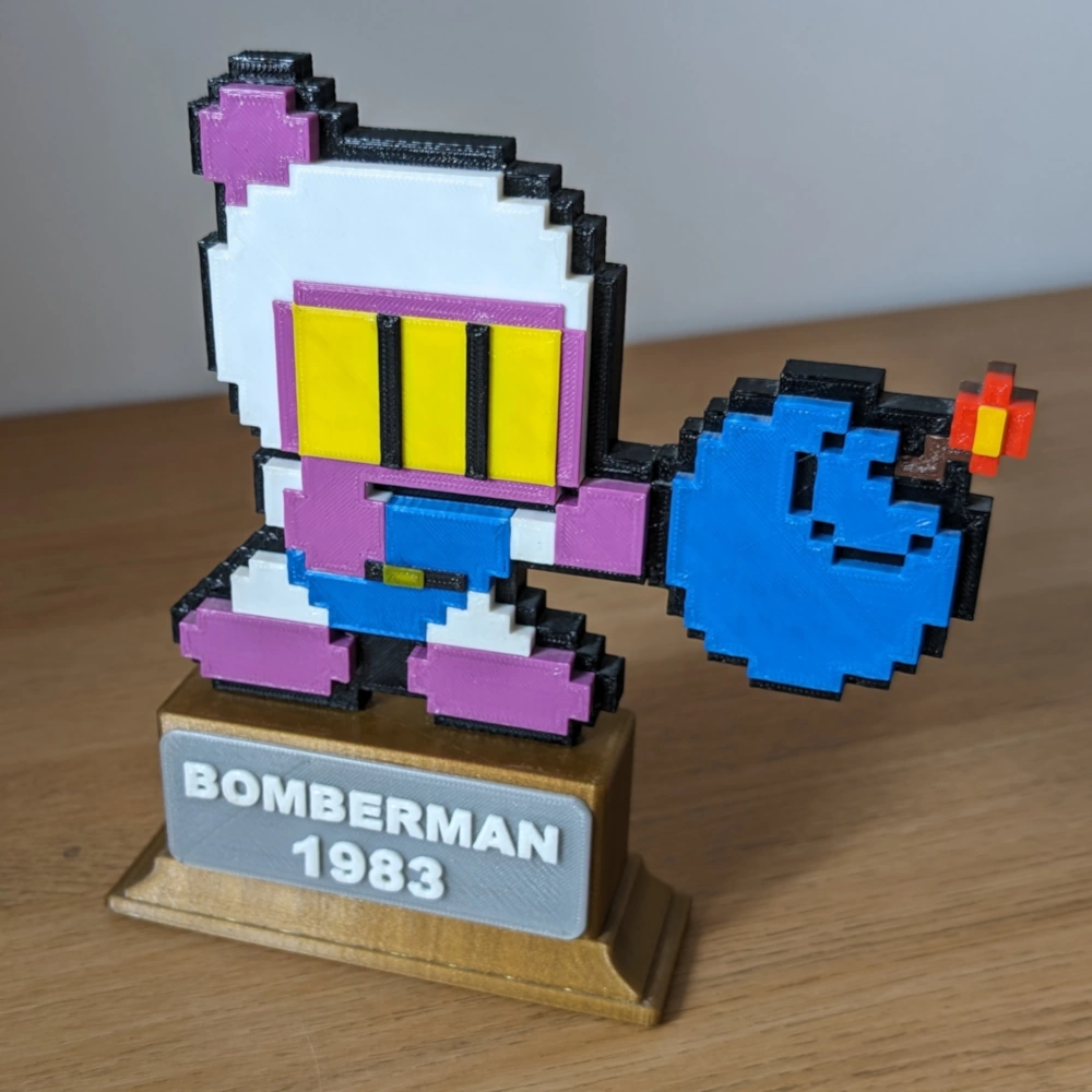 The Bomberman videogame character fully 3D printed