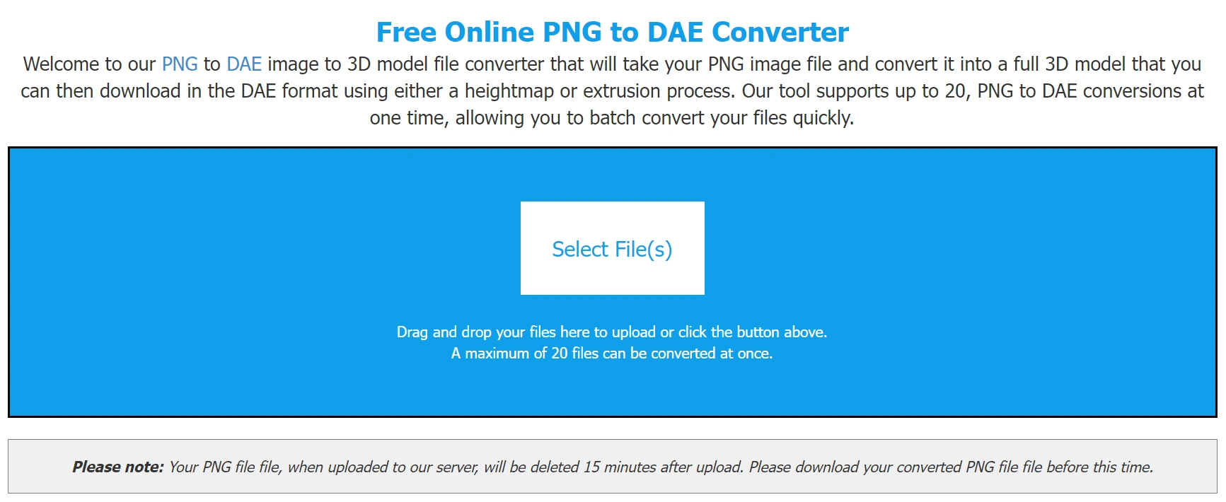 我们的 PNG 至 DAE 工具步骤 1