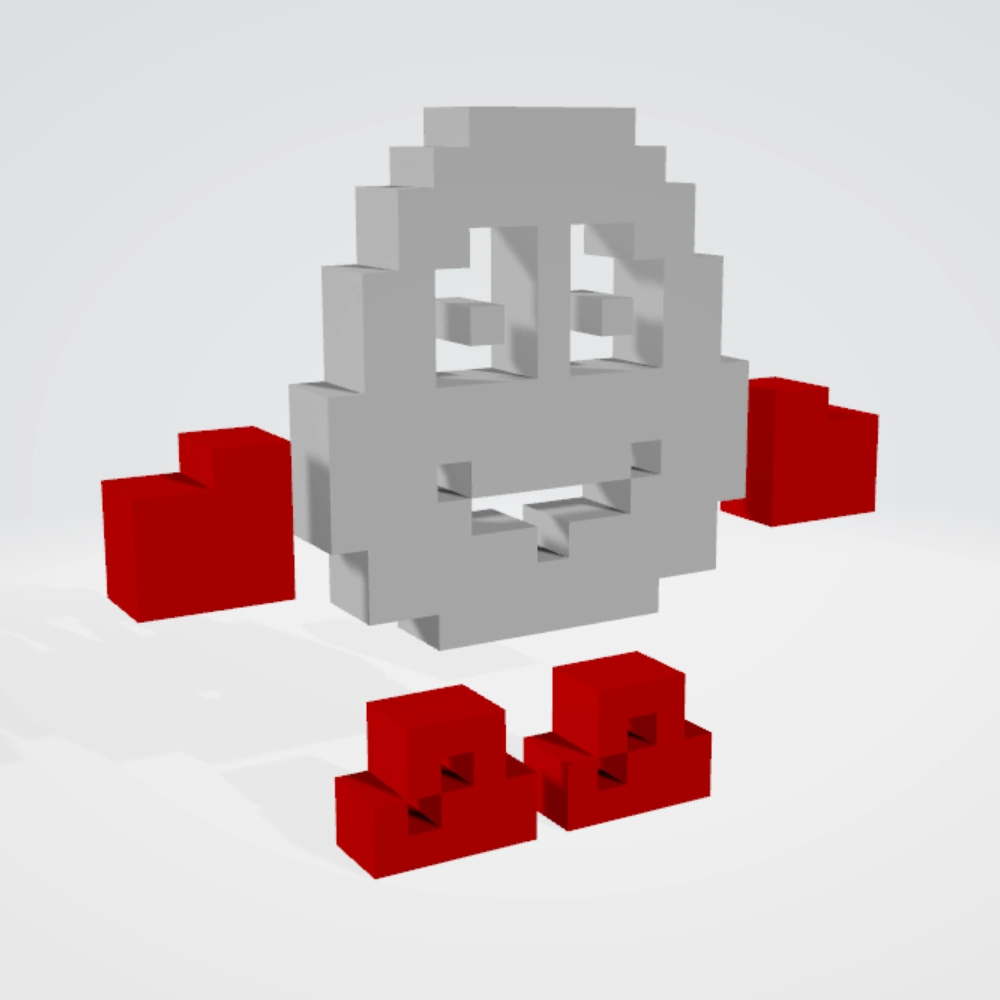 The Dizzy sprite extruded in 3D
